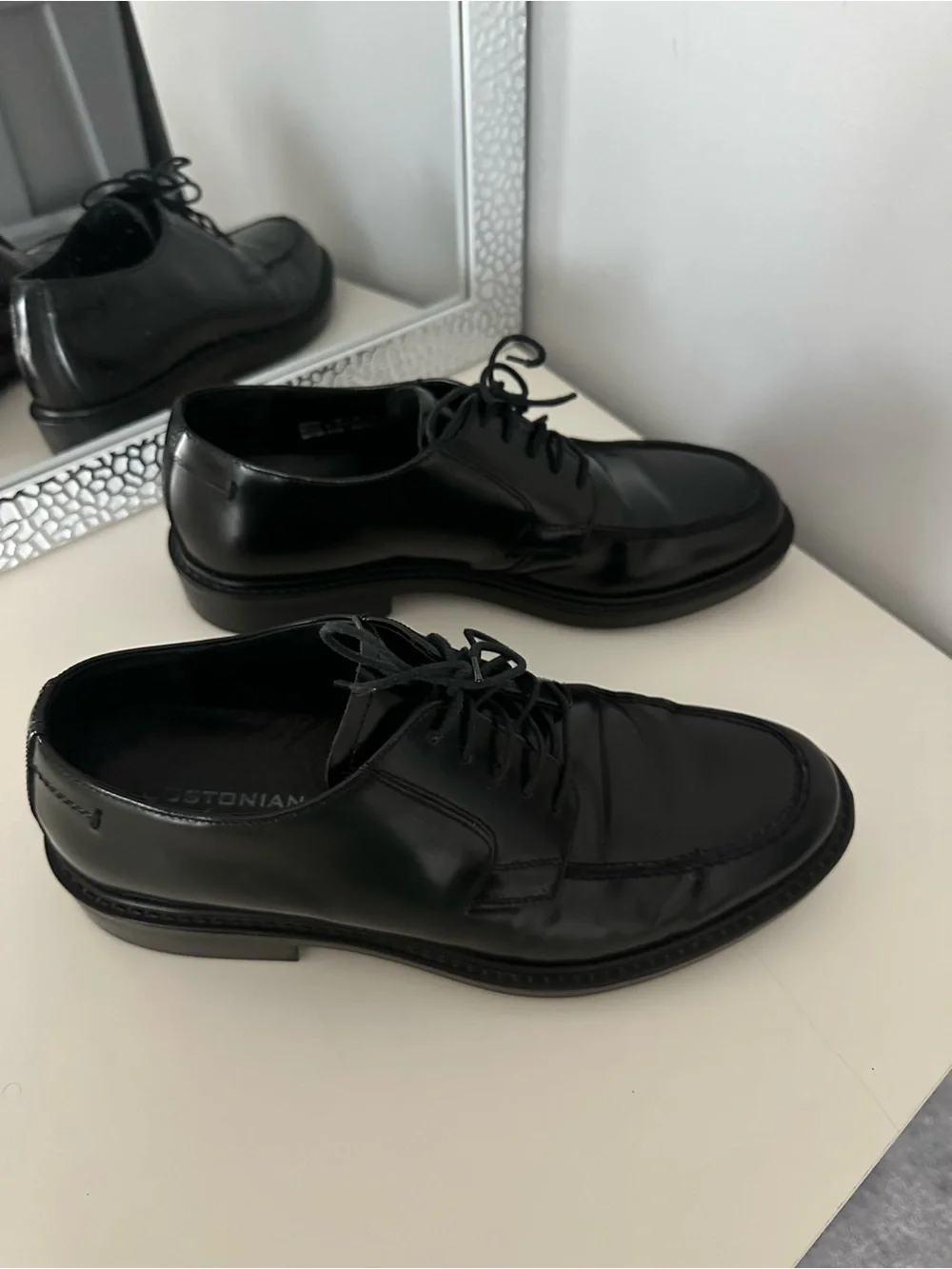 Bostonian Made in Italy Men's Black Leather Derby Shoes - Classic Lace-Up Sz 10
